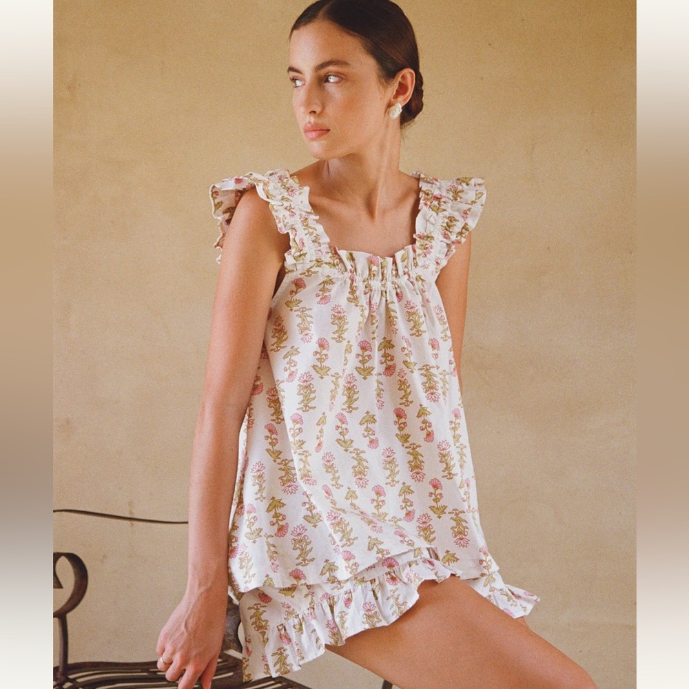 Floral Ruffle Pajama Set